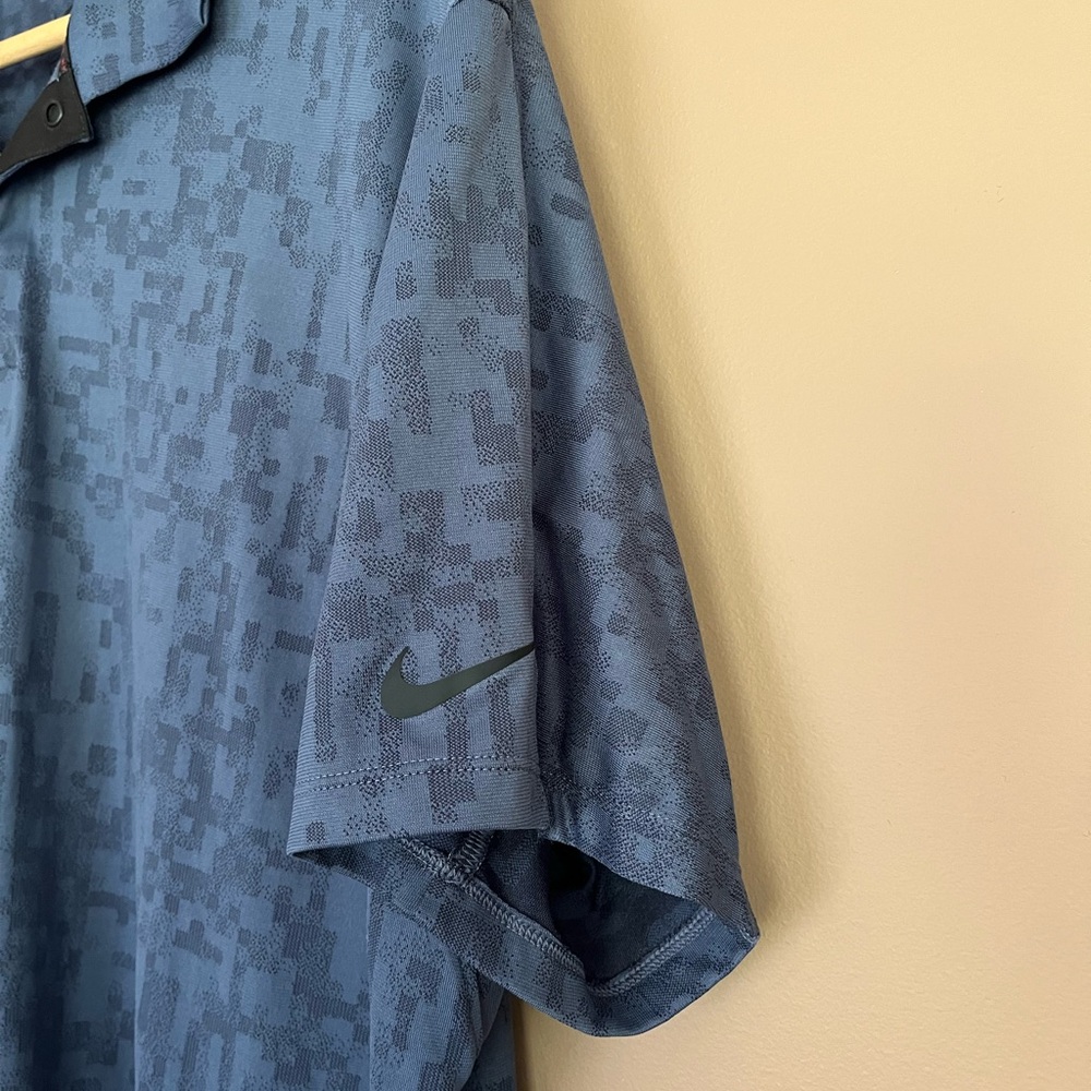 {Nike} Dri-Fit Tiger Woods Short Sleeve Golf Polo in Digi Camo Blue - Mens XL - Picture 8 of 13